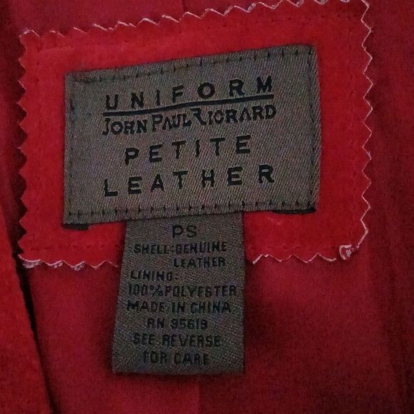 JohnPaulRIchard red suede button closure leather jacket Sz SP - Picture 5 of 5